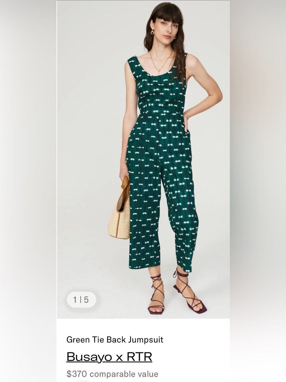 Busayo x RTR Green Tie Back Cropped Top Jumpsuit